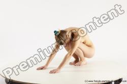 Nude Woman White Standing poses - ALL Athletic Standing poses - knee-bend long blond Multi angle poses Pinup
